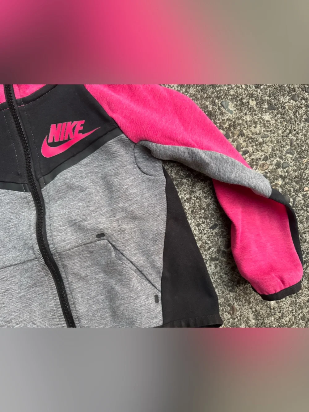 Nike Tech Fleece Hoodie Kids 3T Pink/gray Fleece Hooded Jacket Sweatshirt